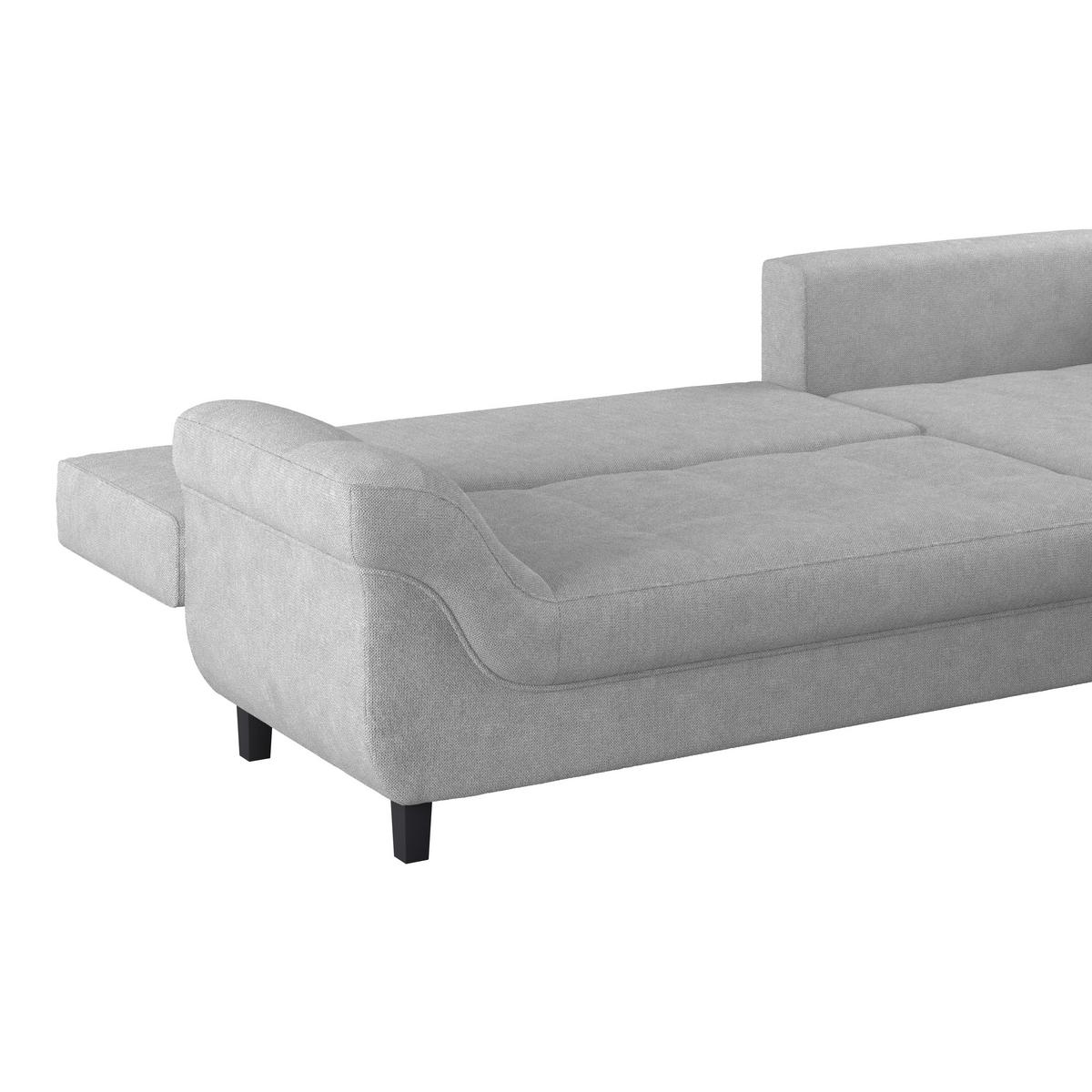 Ecksofa Mendoza - Silberfarben/Schwarz, Design, Textil (309/197cm) - Ondega