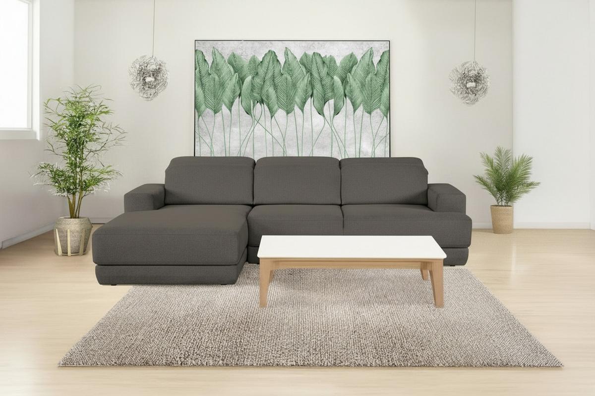 Ecksofa Frans Anthrazit S: 204 cm - Anthrazit/Schwarz, Design, Textil (204/293cm) - MID.YOU