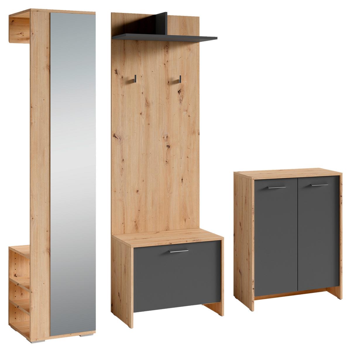 Garderobe Ben Eiche Artisan/ Anthrazit B: 40 Cm - Anthrazit/Eiche Artisan, Design, Holzwerkstoff (40/184/35cm) - MID.YOU