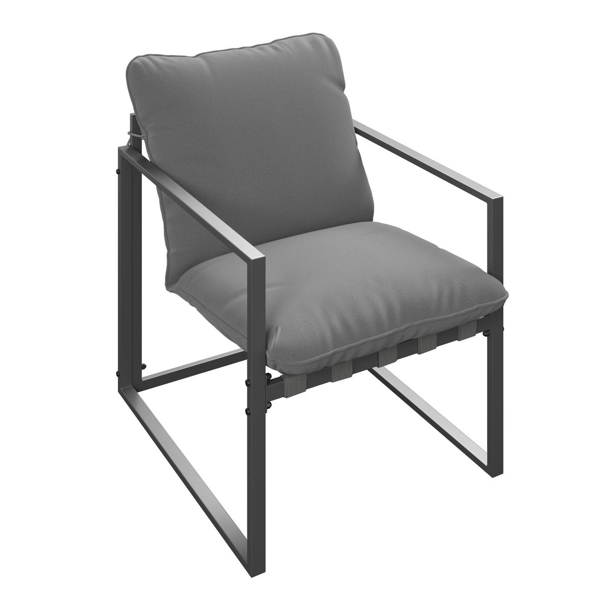 Loungegarnitur Göteborg *ph* - Dunkelgrau/Schwarz, MODERN, Glas/Textil (114/67/70cm) - Beldano