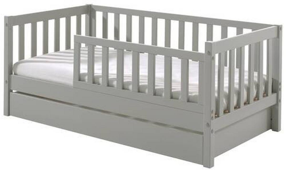 Postel pro děti a mládež šedá se vysouvací zásuvkou - šedá/barvy borovice, Moderní, dřevo (70/140cm) - MID.YOU