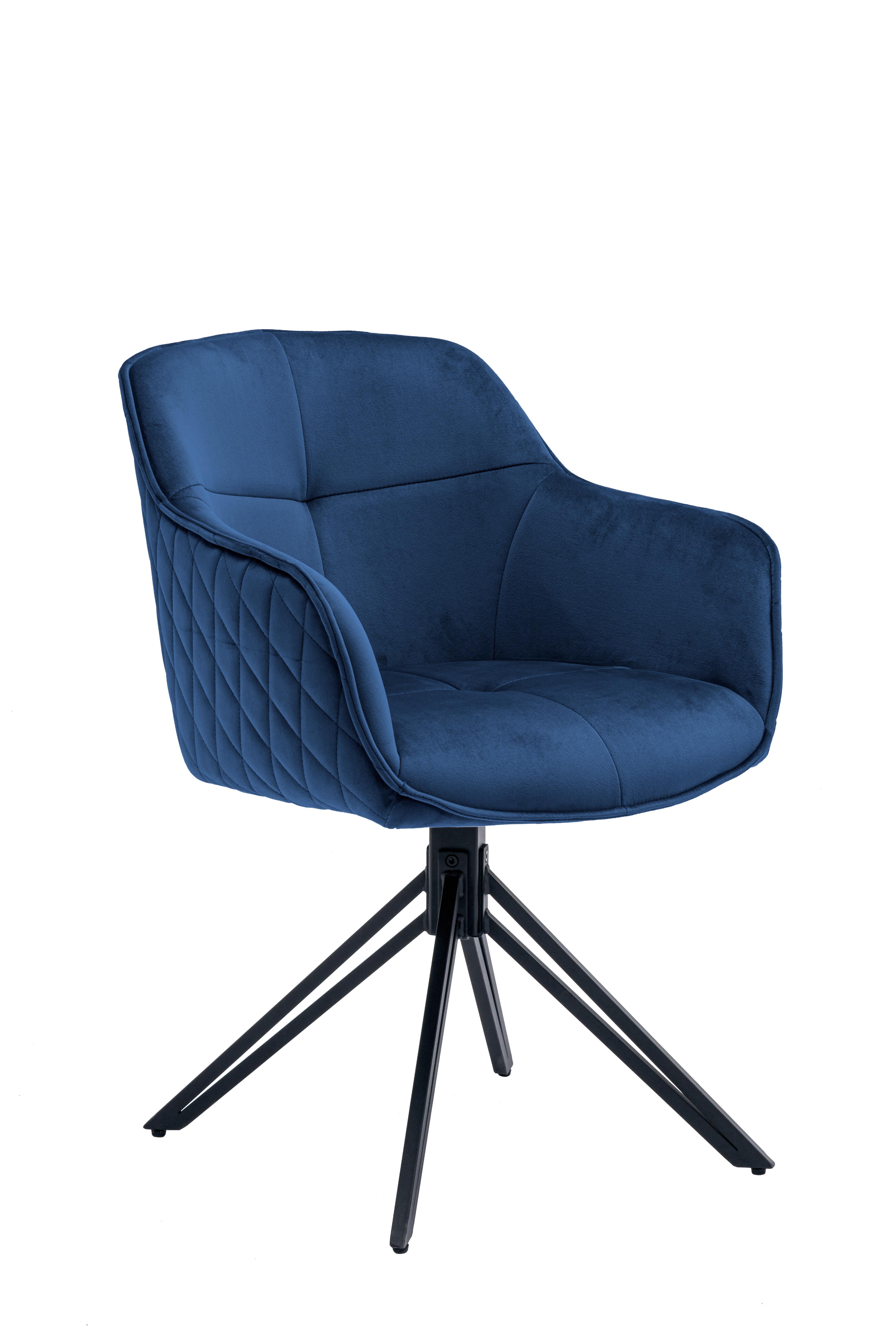 Židle s područkami EMMA, modrá - modrá/černá, Moderní, kov/textil (59/82/62cm) - MID.YOU