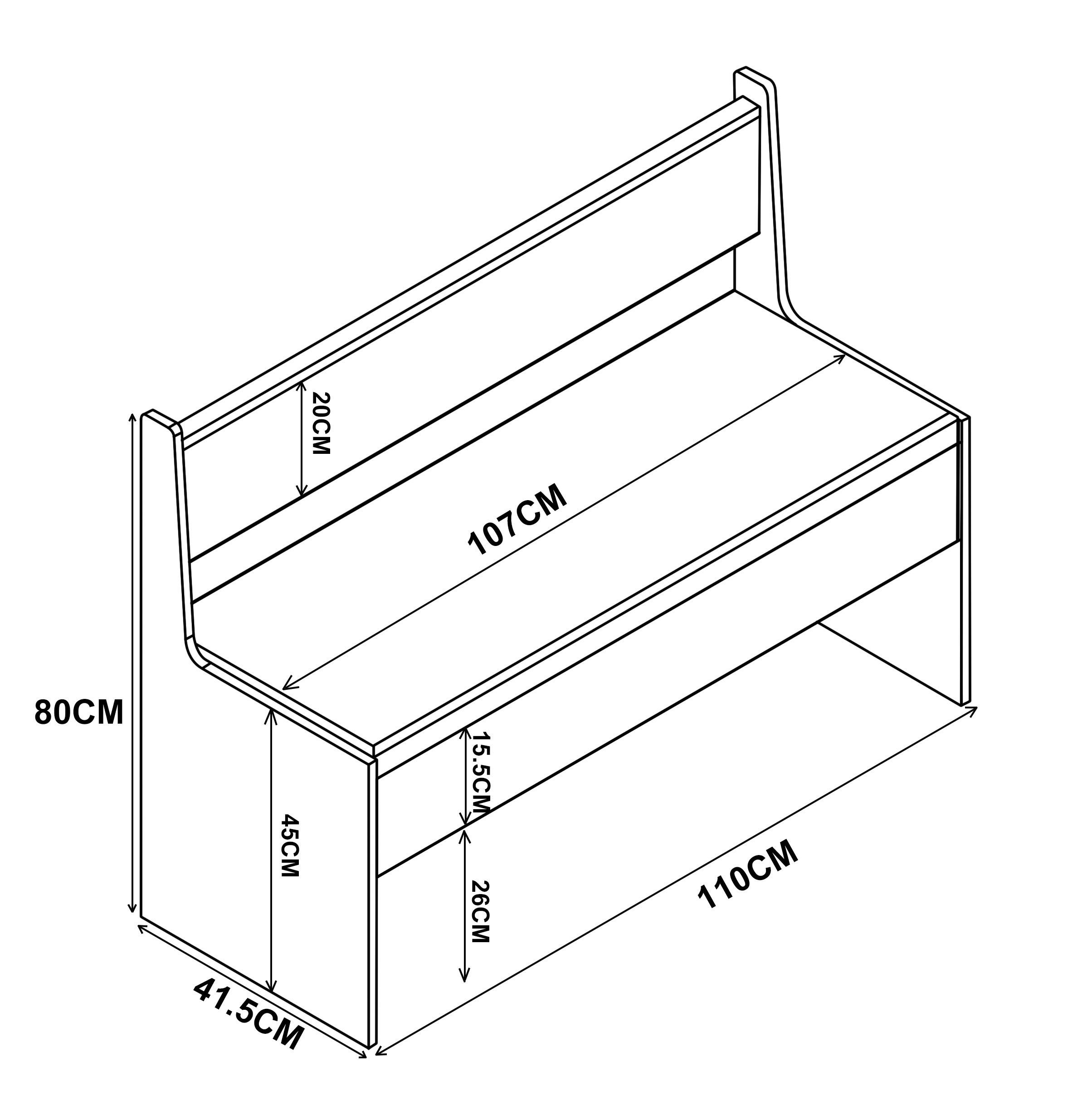 Sitzbank Esal Honigeiche B: 110 cm - Honigeiche/Weiß, MODERN, Holzwerkstoff (110/80/42cm) - MID.YOU
