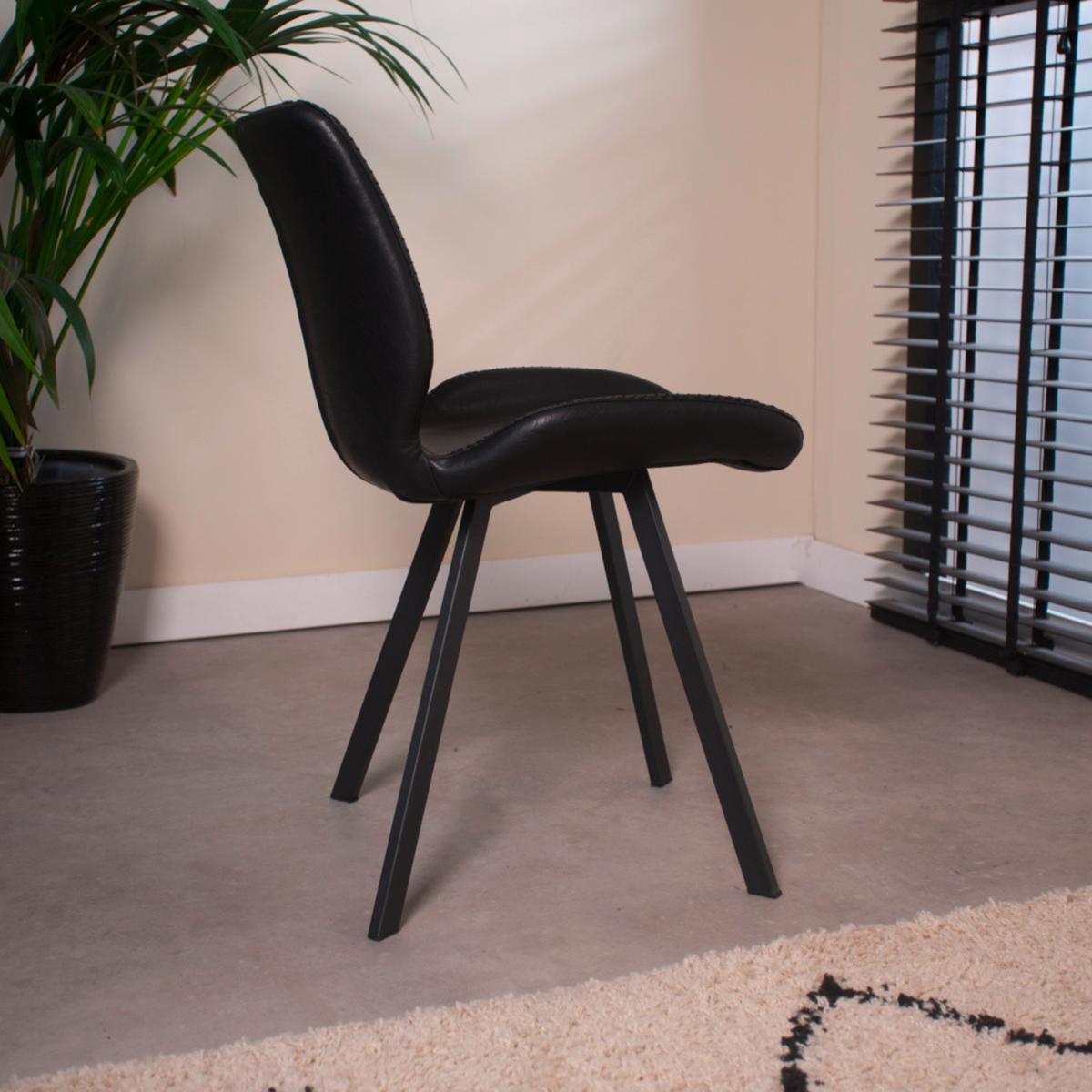 Stuhl-Set Barona Schwarz B: 44 cm - Schwarz, MODERN, Textil/Metall (44/80/55cm) - MID.YOU