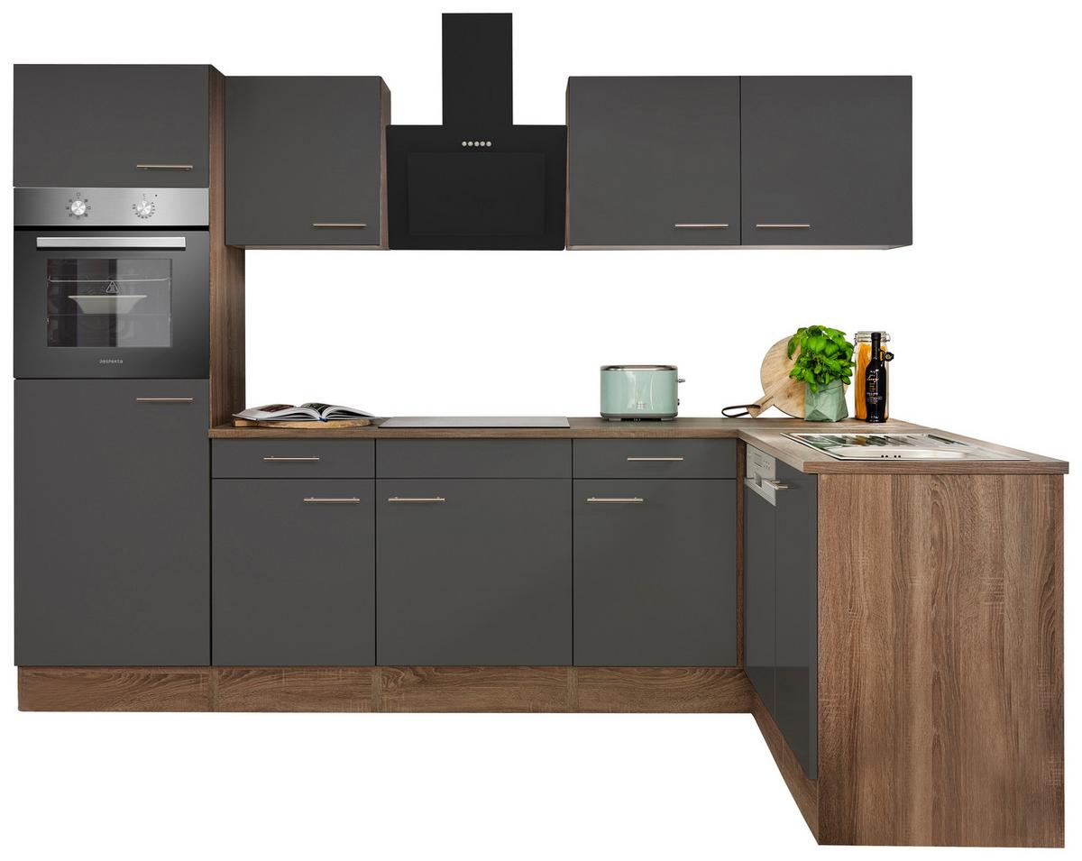 Eckküche Oliver L-Küchenblock 280 Cm - Eichefarben/Grau, Basics, Holzwerkstoff (280/172cm) - Respekta