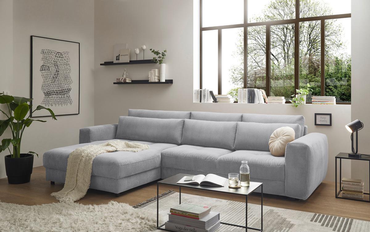 Ecksofa Barura 2s. Urc Hellgrau S: 194/333 Cm - Hellgrau/Schwarz, KONVENTIONELL, Holzwerkstoff/Textil (194/333cm) - MID.YOU