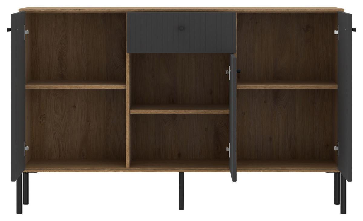 Sideboard Nurisa Anthrazit B: 135,5 cm - Anthrazit/Schwarz, Trend, Holzwerkstoff (135,5/85,35/40cm) - MID.YOU