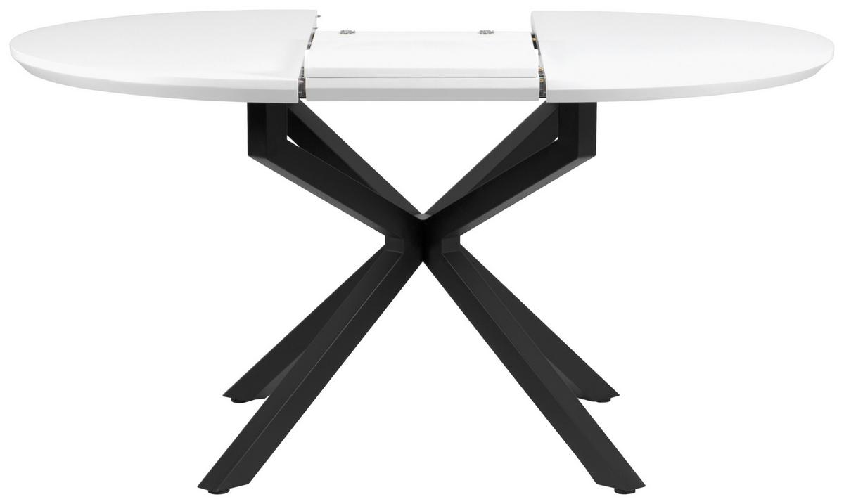 Esstisch Aris Weiß L 108-148 cm - Schwarz/Weiß, MODERN, Holzwerkstoff/Metall (108/148/108/76cm) - Livetastic
