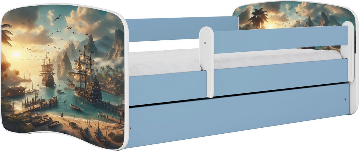 Kinder-/Juniorbett Babydreams Blau/Weiß B: 80cm - Blau/Birkefarben, MODERN, Holz/Holzwerkstoff (80/160cm) - MID.YOU
