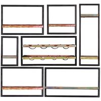 Wandregalset Multicolor/schwarz - Multicolor/Schwarz, Design, Holz/Metall (120/110/25cm) - MID.YOU