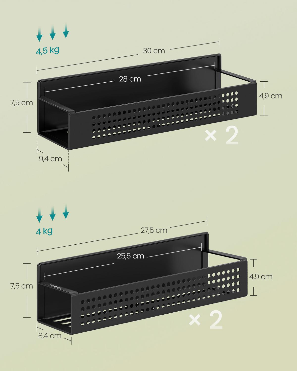 Küchenregal aus Metall Schwarz/TIntenschwarz - Schwarz, Basics, Metall (30/7,5/10cm)