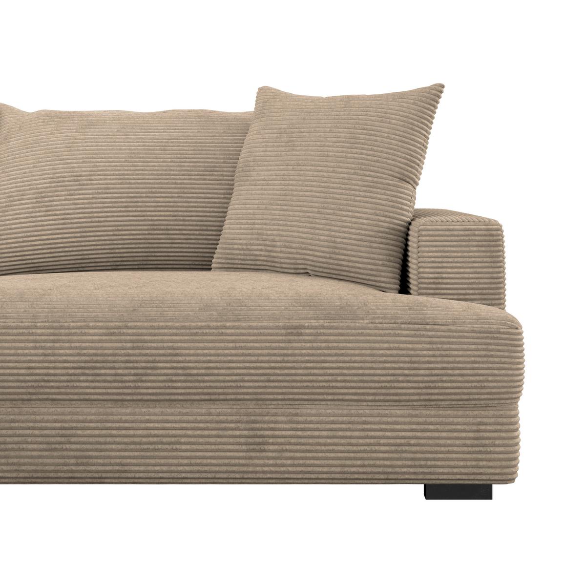 Ecksofa Pelle m. Kissen creme Cord 180x265cm - Creme/Schwarz, MODERN, Textil (180/265cm)