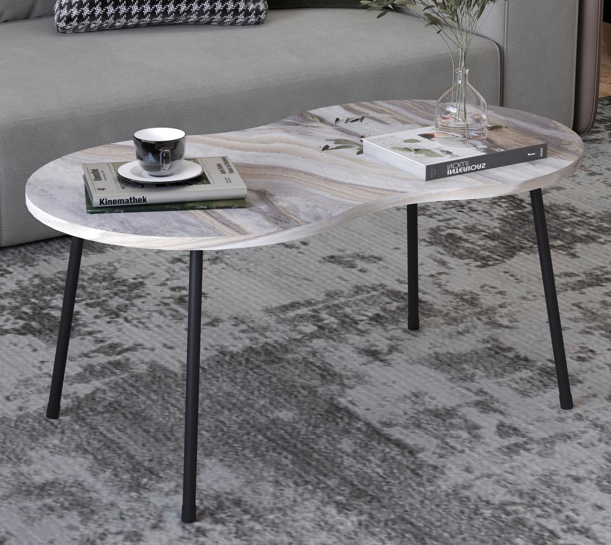 Couchtisch Mirola Weiß L: 90 Cm - Schwarz/Weiß, Design, Holzwerkstoff (90/41/42cm) - MID.YOU