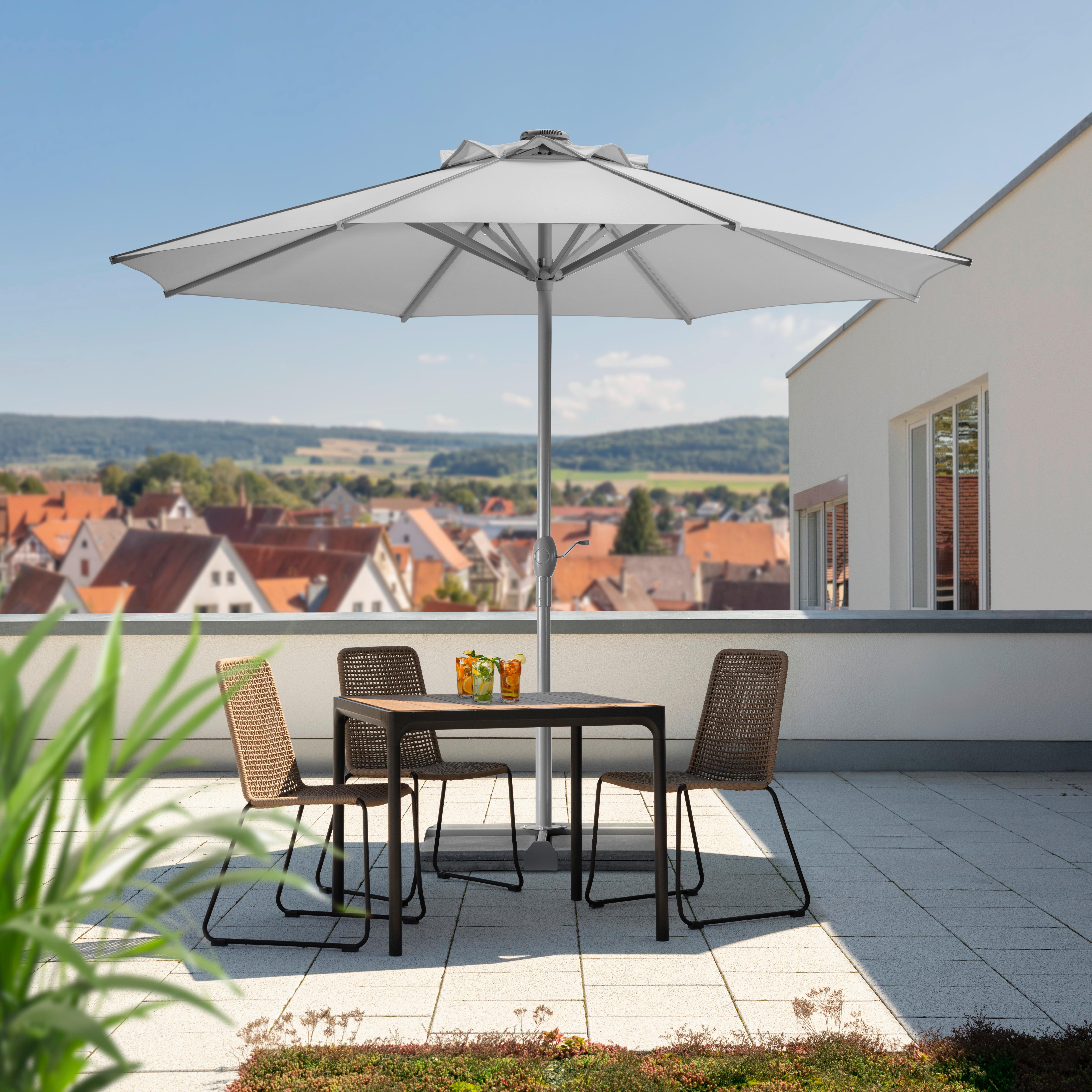 Sonnenschirm Rooftop 350 X 275 X 350cm Lichtecht Silberfarben - Silberfarben, Basics, Textil/Metall (350/275/350cm) - Schneider