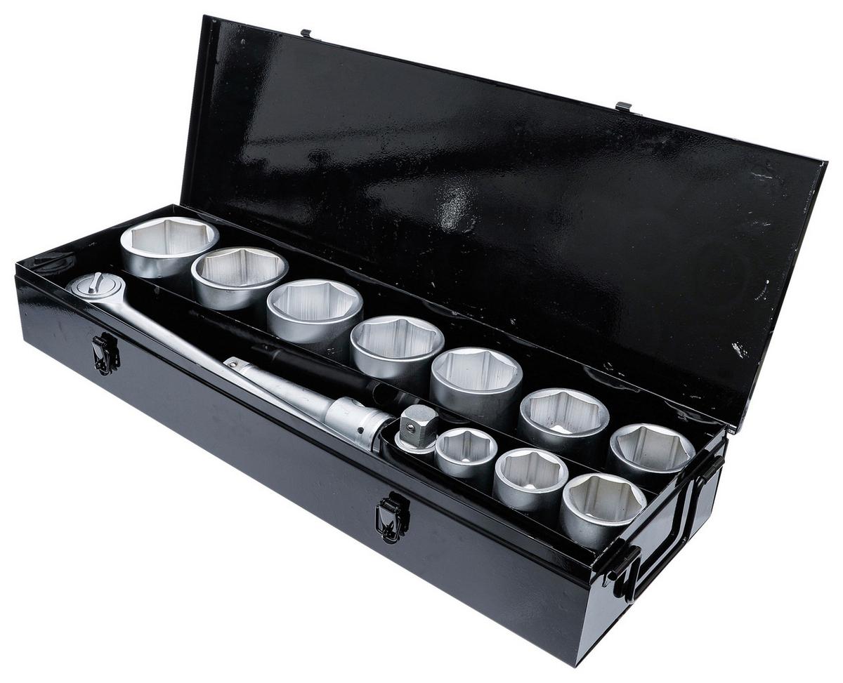 Steckschlüssel-Satz Schwarz/Silberfarben B: 24,7cm - Silberfarben/Schwarz, Basics (69,5/24,7/10,3cm)
