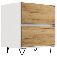 Nachttisch Industrial Weiß/Eichefarben B: 61,2cm - Eichefarben/Schwarz, Basics, Holzwerkstoff/Metall (61,2/65/42cm) - MID.YOU