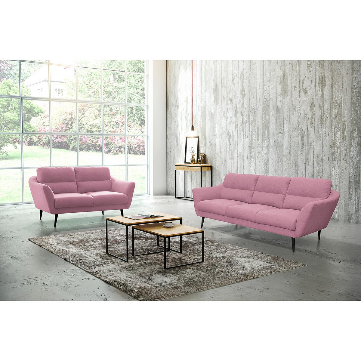 3-sitzer-sofa Tromso Rosa B: 209 Cm - Schwarz/Rosa, Design, Textil (209/87/88cm) - Livetastic