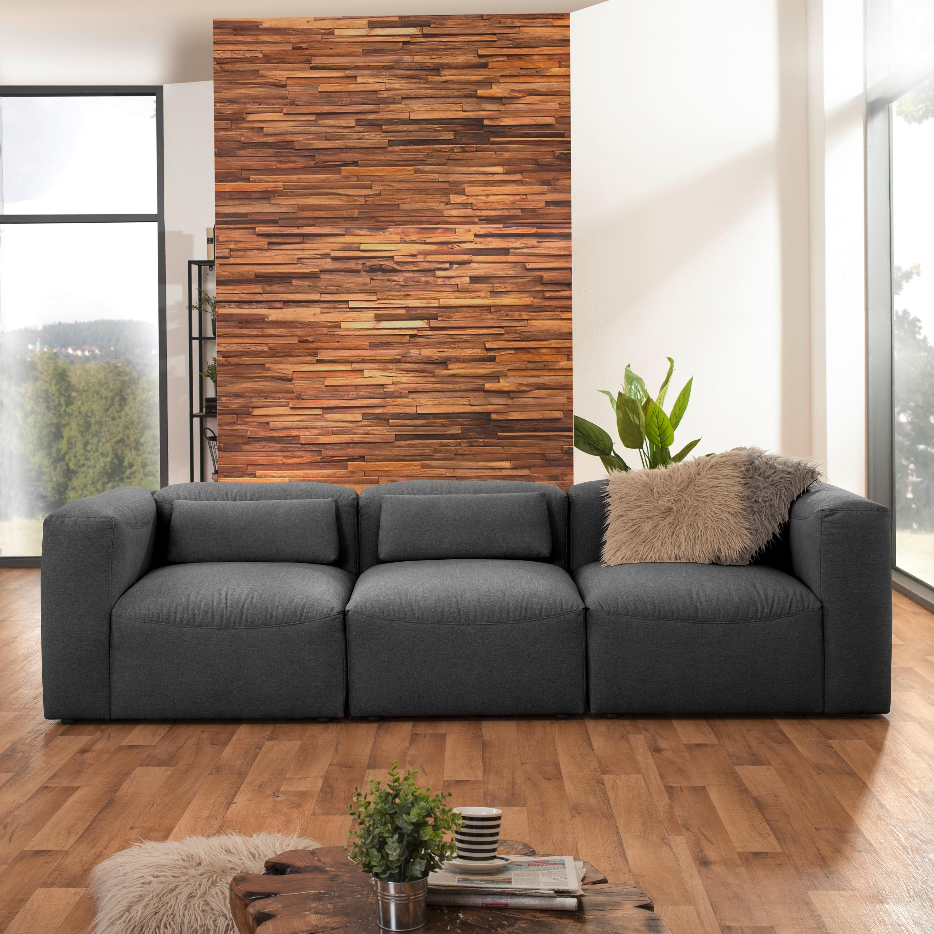 3-sitzer-sofa Lena Mit Armlehnen, Anthrazit - Anthrazit, Design, Textil (275/73/100cm) - Max Winzer