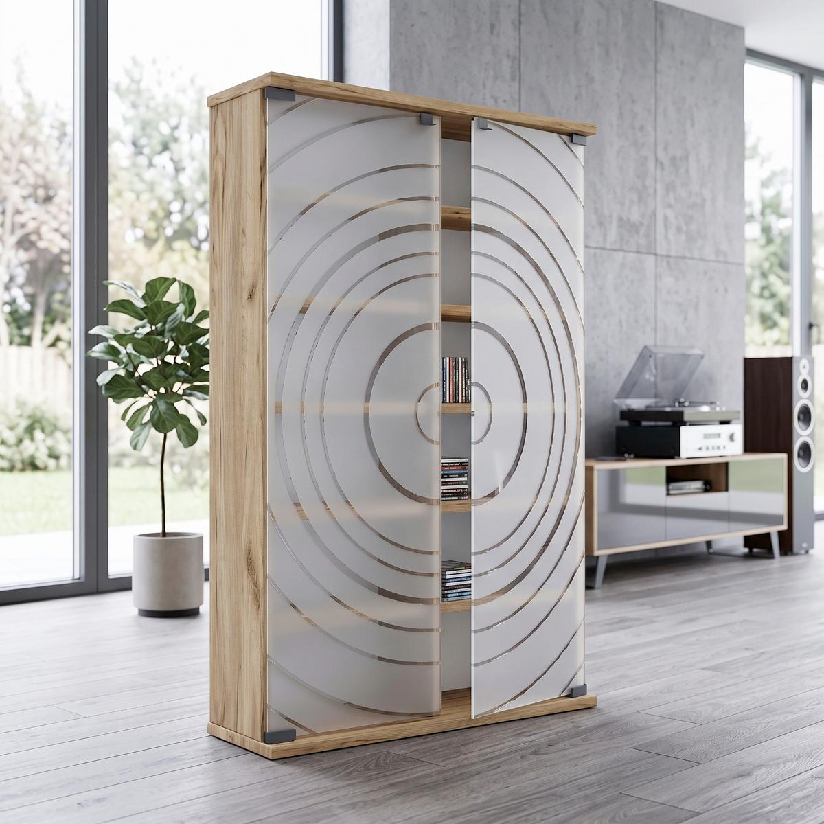 CD-REGAL Tilano Honigeiche Dekor - Honigeiche, Design, Glas/Holzwerkstoff (60/92/18cm) - MID.YOU