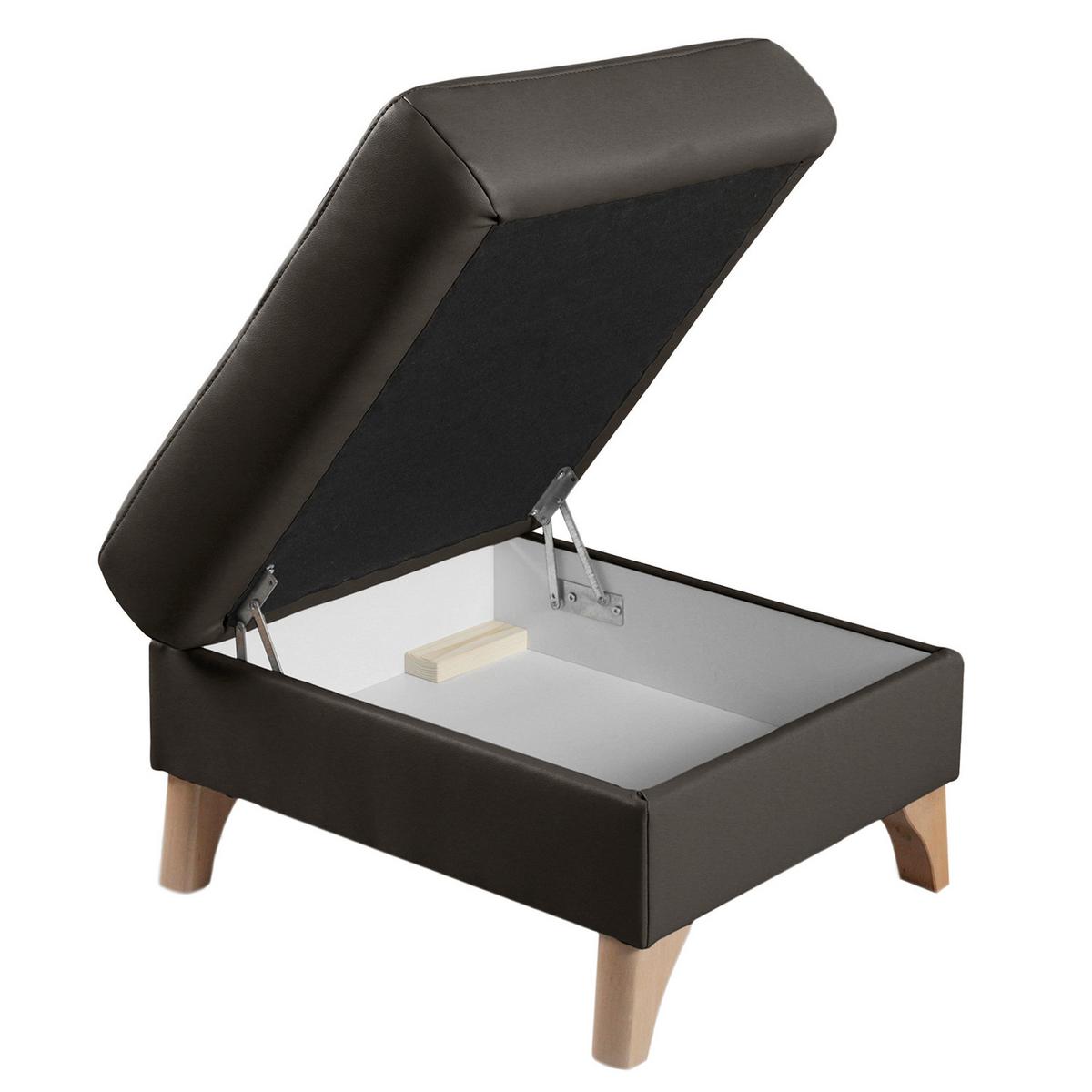 Hocker Fargo Dunkelbraun B: 70 cm - Dunkelbraun/Buchefarben, Design, Leder/Textil (70/44/60cm) - Livetastic