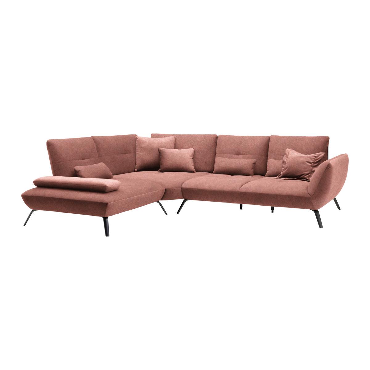 Rohová sedačka TRENDY, levá, starorůžová - starorůžová/černá, Moderní, kov/kompozitní dřevo (250/93/310cm) - Premium Living