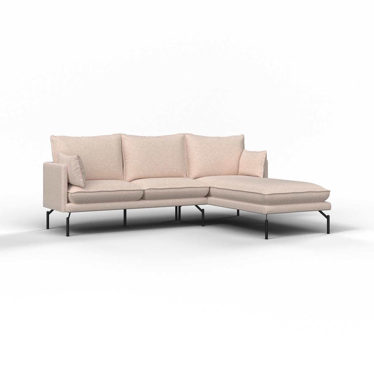 Rohová sedačka ROSA, pravá, béžová tkanina, vzhled lnu - černá/béžová, Moderní, kov/dřevo (226/163cm) - Bessagi Home