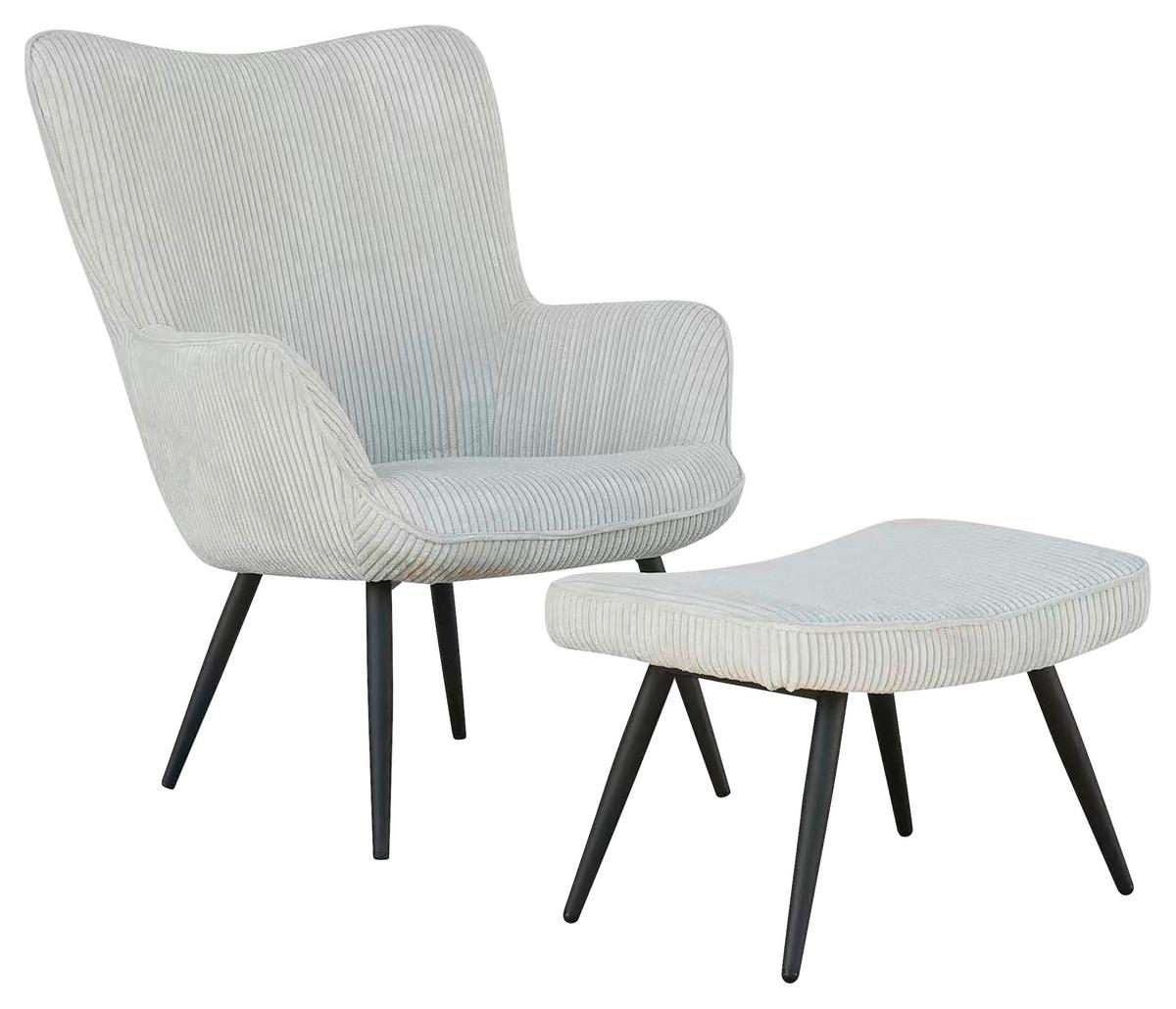 Hocker Uta Elfenbein B: 60 cm - Elfenbein/Schwarz, Basics, Textil (60/39/41cm) - MID.YOU