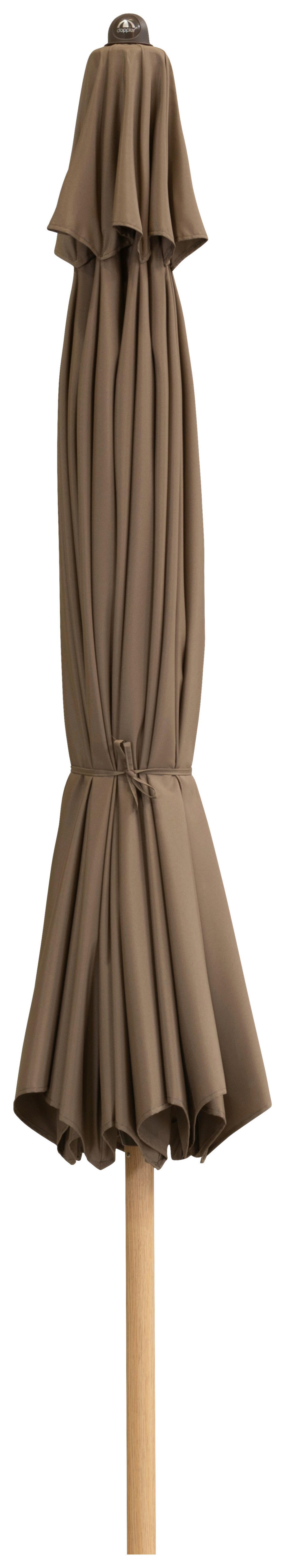 Sonnenschirm Ø: ca. 350 cm, mit Kurbel - Greige/Eschefarben, Basics, Textil/Metall (350/350cm) - Doppler