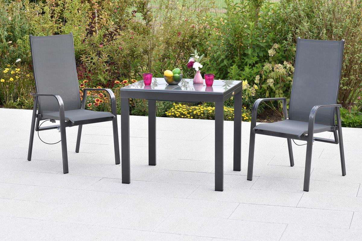 Gartensessel Alassio - Graphitfarben/Grau, MODERN, Textil/Metall (56/109,5/76cm) - Gardenson
