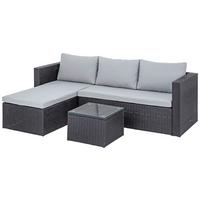 Lounge-garnitúra Sky - fekete/sötétszürke, Modern, műanyag/Üveg (137/198cm) - Ondega