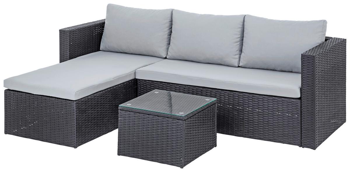 Lounge-garnitúra Sky - fekete/sötétszürke, Modern, műanyag/Üveg (137/198cm) - Ondega