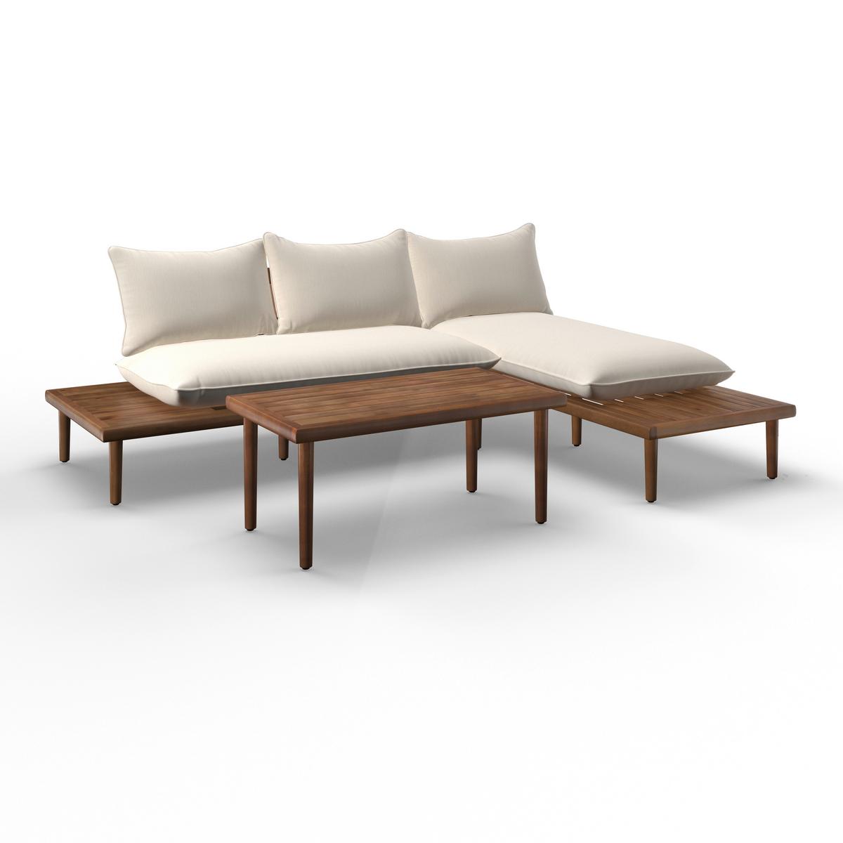 TERASOVÁ SEDACIA SÚPRAVA DONA - krémová/farba tíku, Modern, drevo/textil (213/68/71cm) - Bessagi Garden