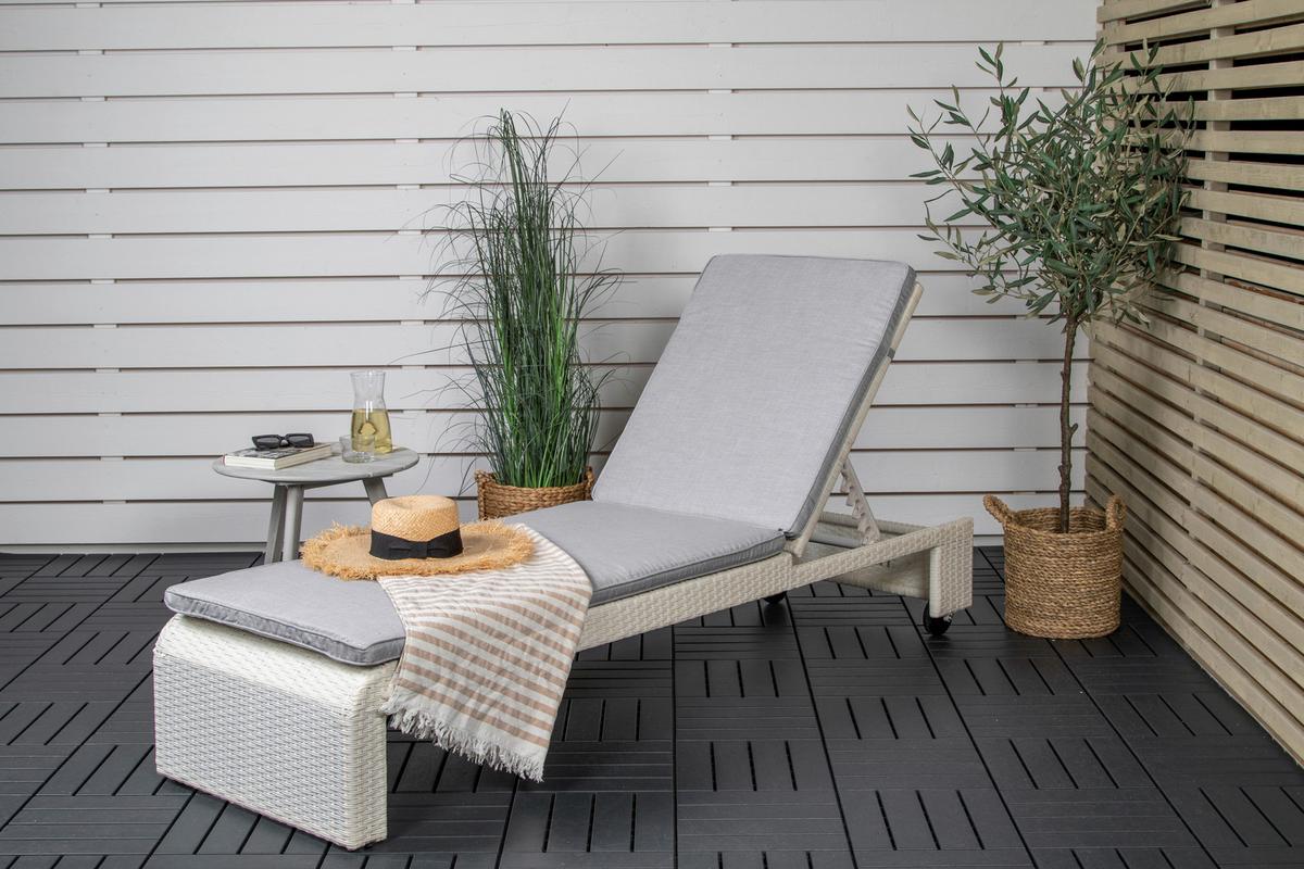 Sonnenliege London Kunststoff verstellbar - Weiß, KONVENTIONELL, Kunststoff (60/32/196cm) - Gardenson