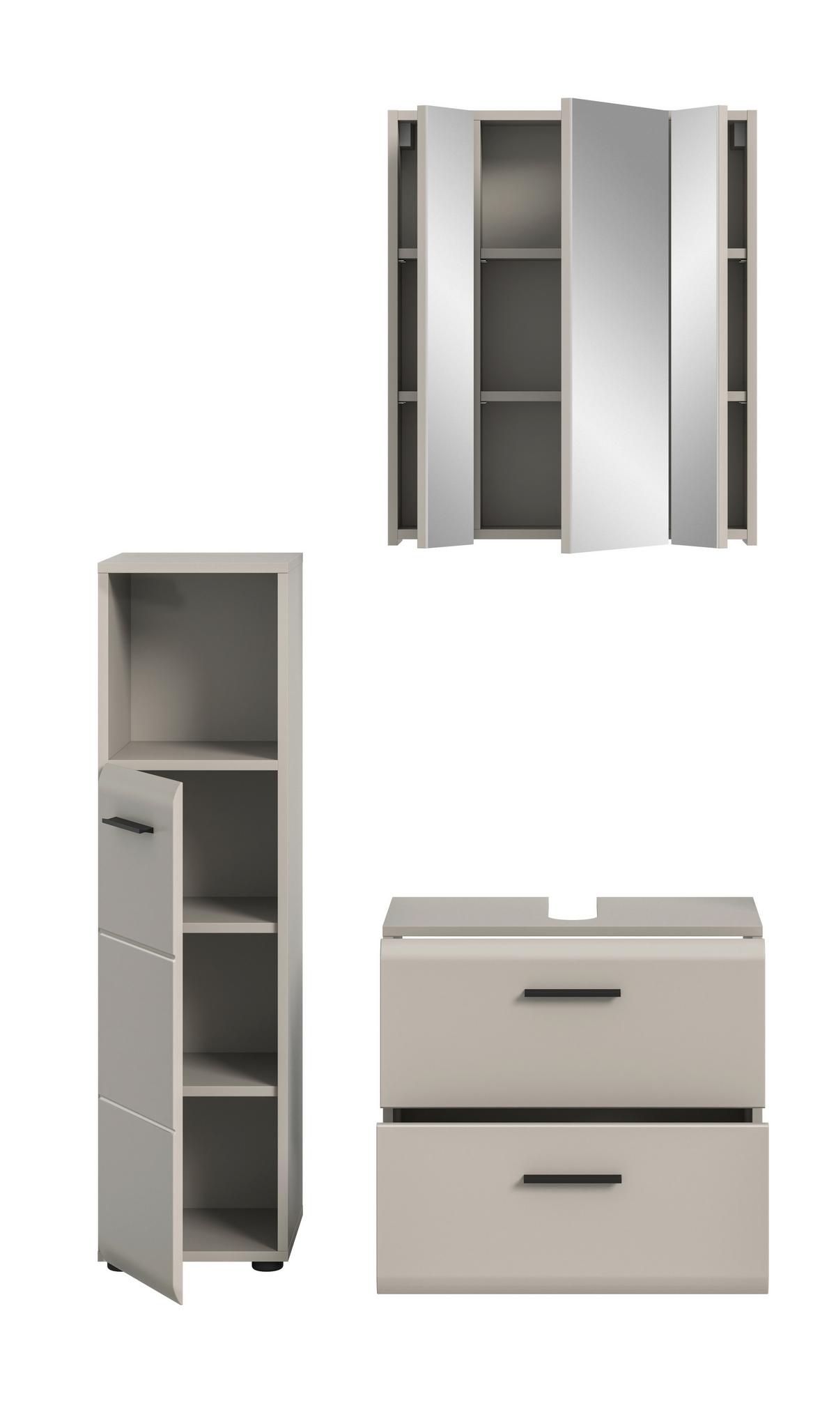 Badezimmer Ice Kaschmir B: 90cm - Kaschmir/Schwarz, Trend, Glas/Holzwerkstoff (90cm) - MID.YOU