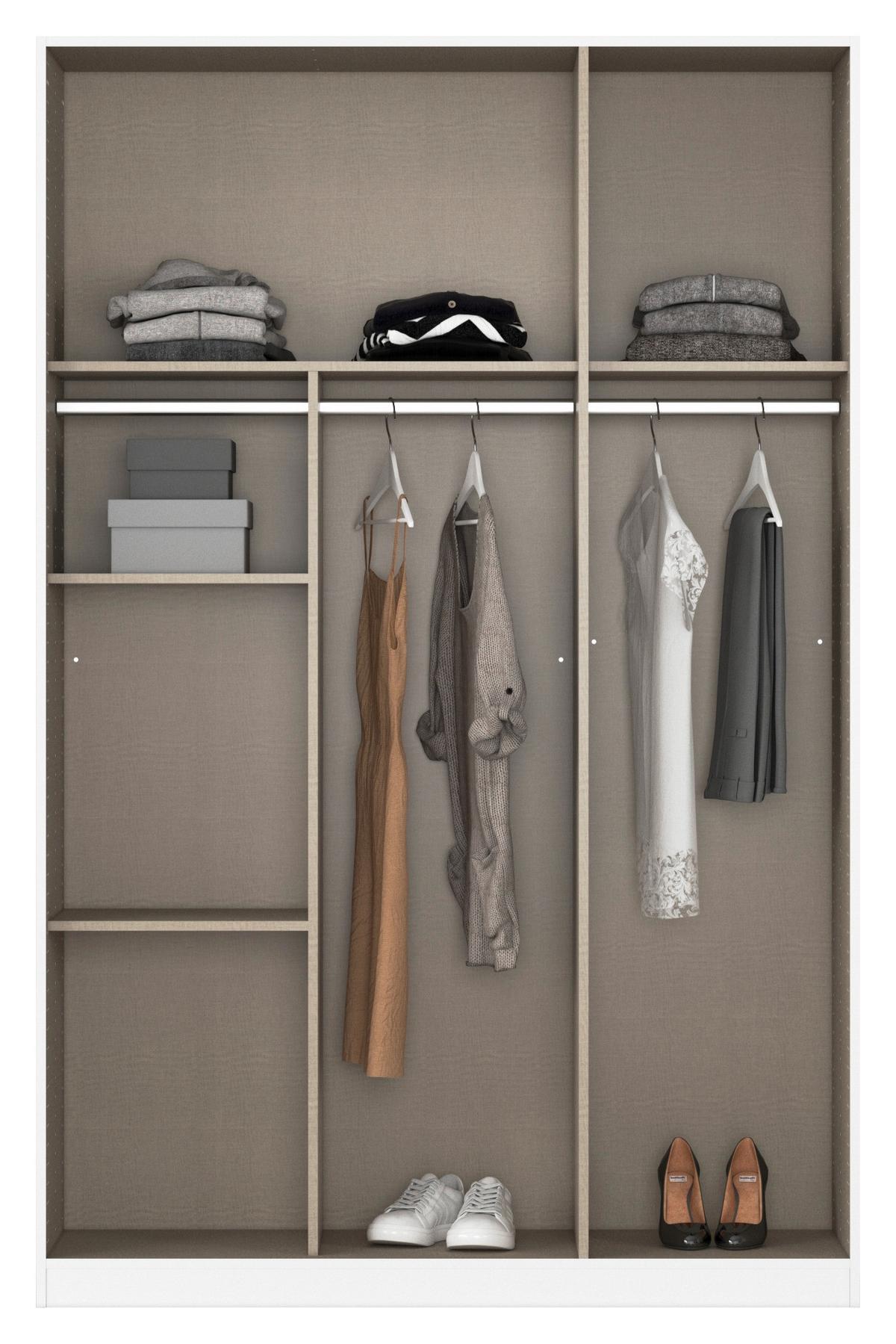 Kleiderschrank Reflect inkl. Inneneinteilung, 2 Körbe - Silberfarben/Weiß, MODERN, Holzwerkstoff (136/210/54cm)