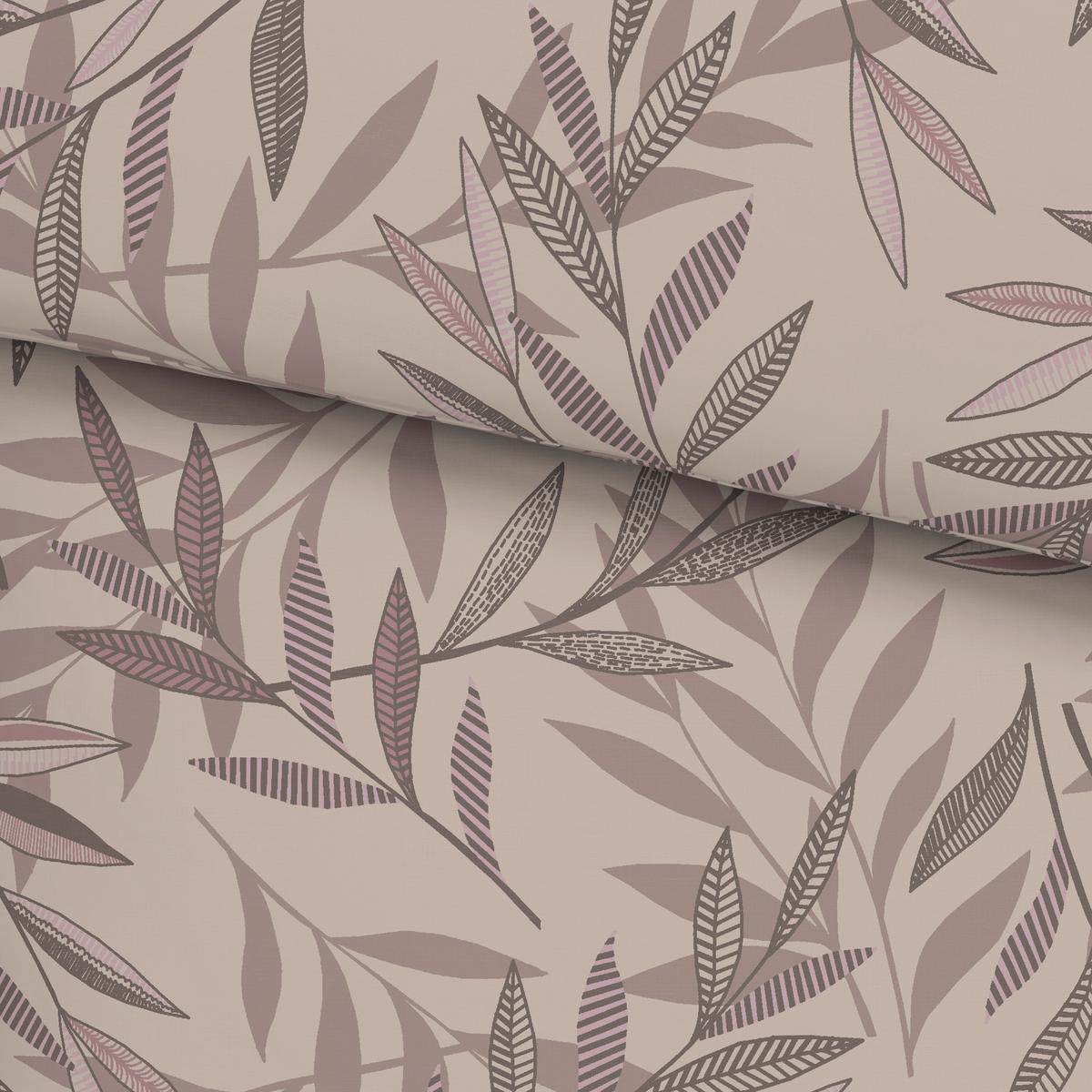 POSTEĽNÁ BIELIZEŇ STITCHED LEAVES - hnedofialová/béžová, textil (140/200cm) - Modern Living