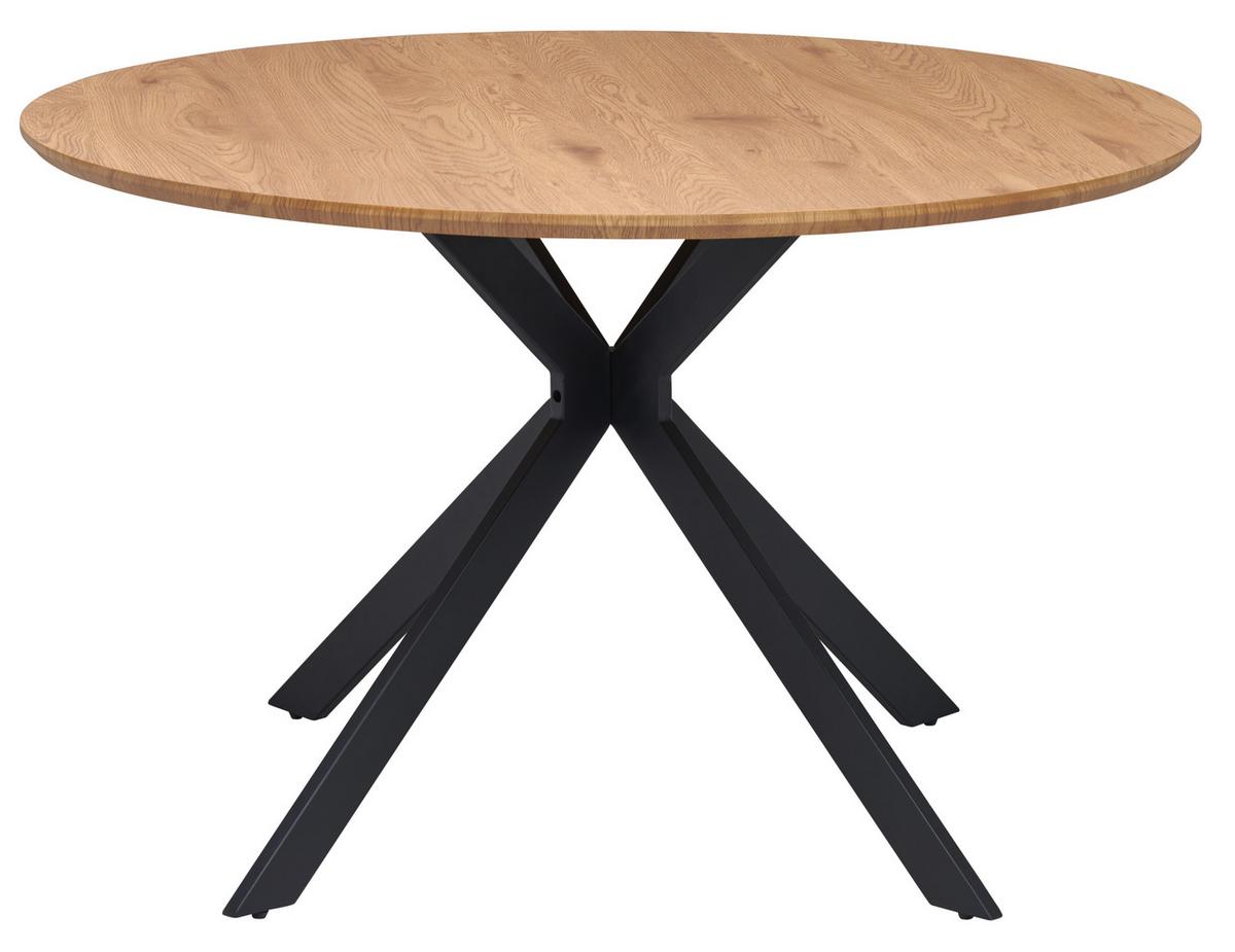 Esstisch Levin Mdf Eiche Dekor, B: 120 cm - Eichefarben/Schwarz, KONVENTIONELL, Holzwerkstoff/Metall (120/120/76cm) - MID.YOU