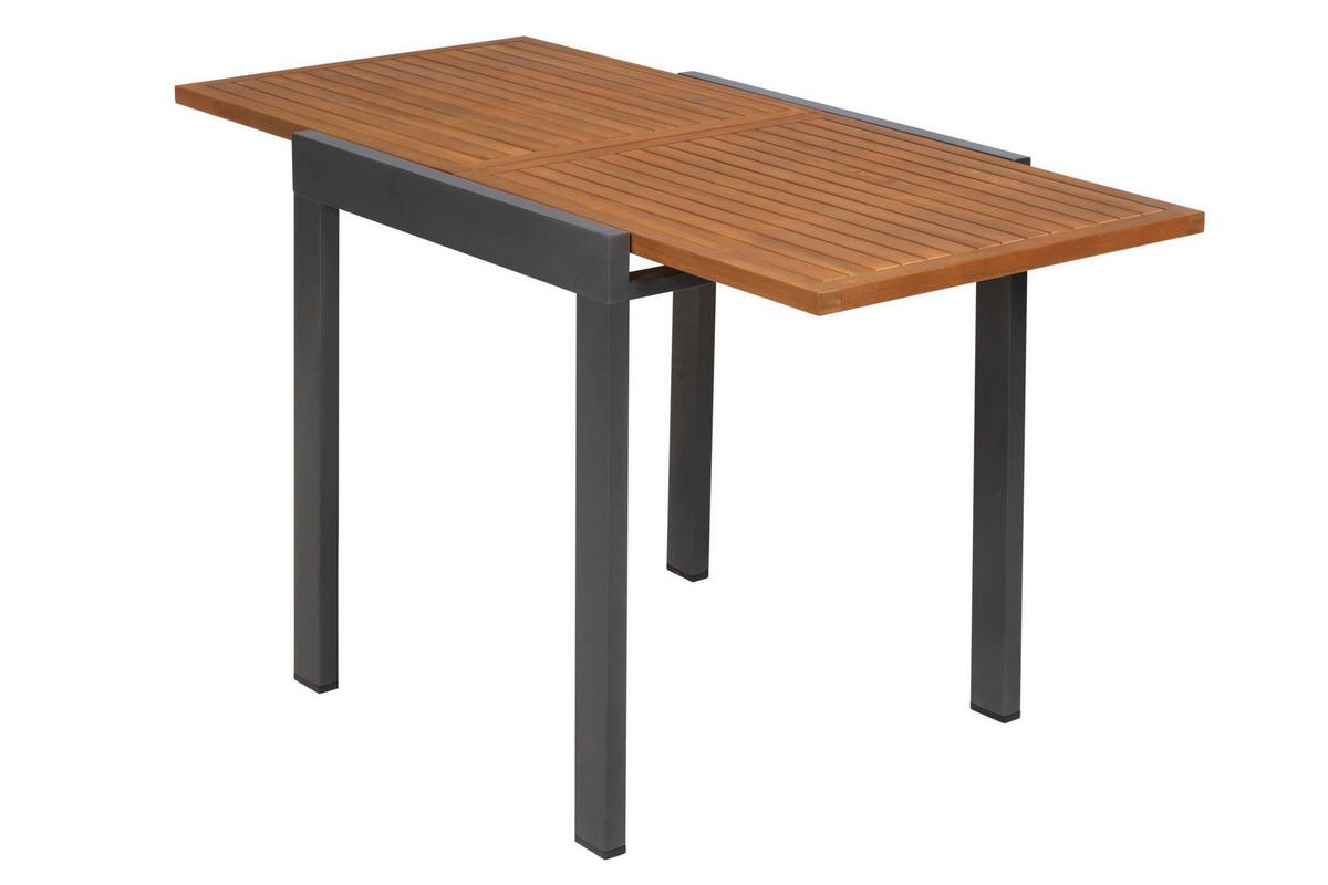 Gartentischgruppe 3tlg. Set Inkl. Sitzkissen - Graphitfarben/Naturfarben, KONVENTIONELL, Holz/Textil - Gardenson