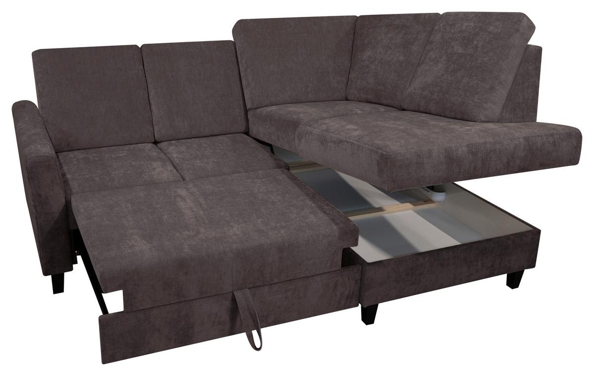 Rohová sedačka ALTON, pravá, tmavohnedá ženilka - tmavohnedá, Konventionell, drevo/textil (211/166cm)