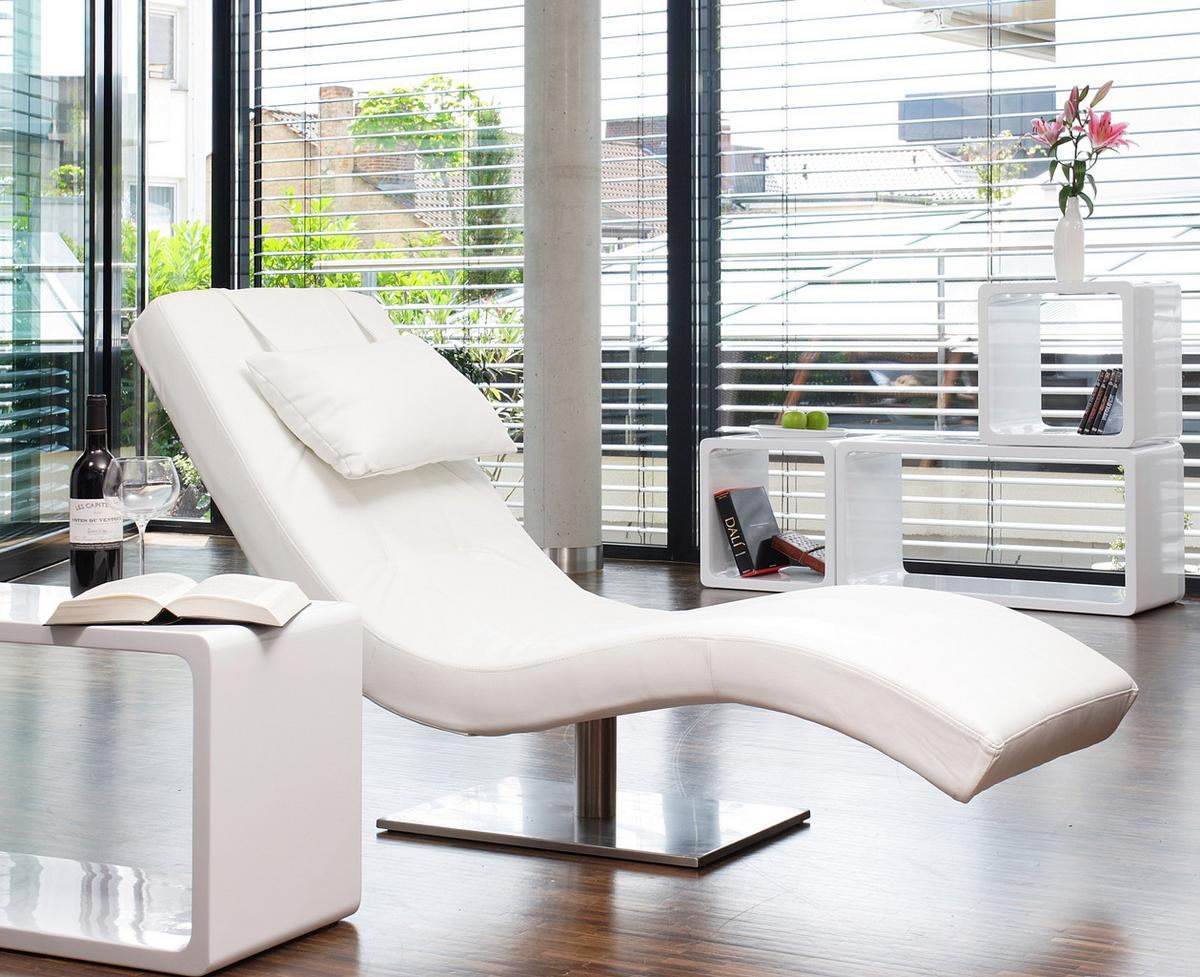 Relaxliege Weiß B: 60 Cm - Silberfarben/Weiß, MODERN, Textil (60/82/170cm) - Livetastic