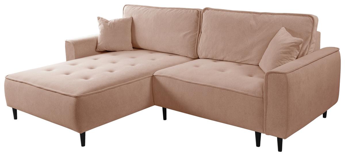 Ecksofa Blues Rosa/schwarz, 183 Cm - Schwarz/Rosa, Design, Textil (183/263cm) - MID.YOU