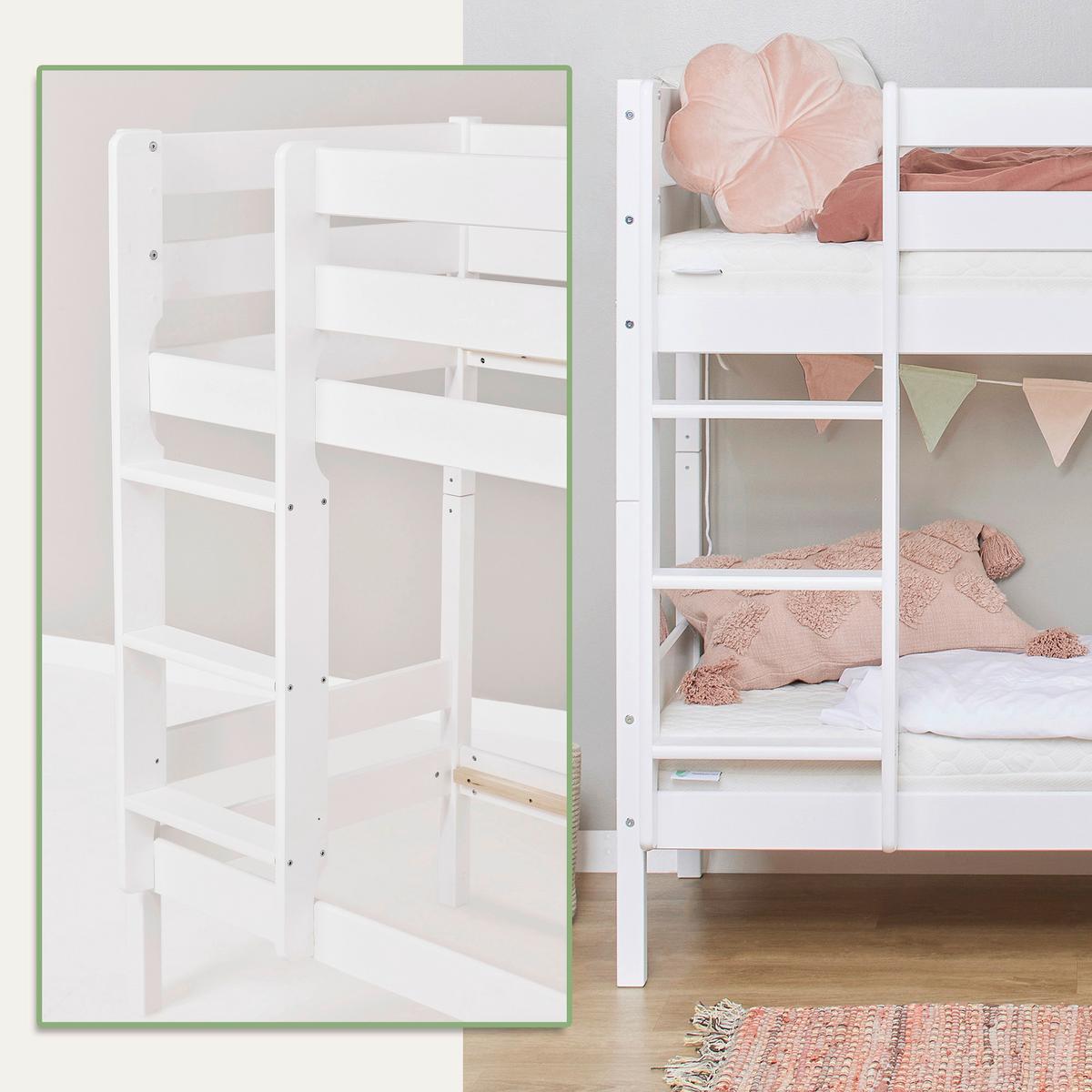 Etagenbett Eco Comfort Weiß, Lf: 90x200 cm - Weiß/Naturfarben, MODERN, Holz (90/200cm) - MID.YOU