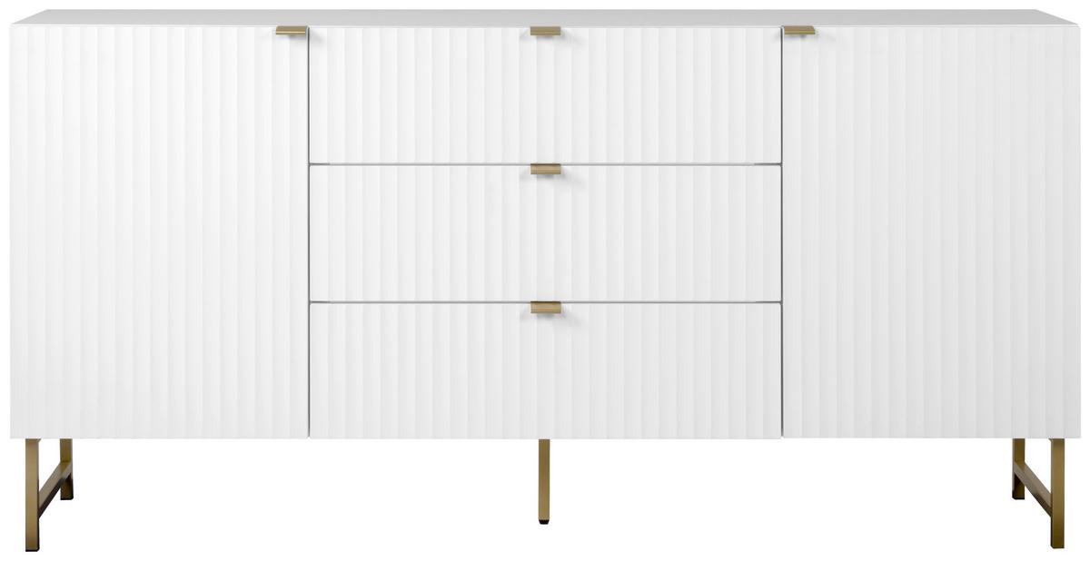 Sideboard Edinburgh 179 cm Weiß - Goldfarben/Weiß, Design, Holzwerkstoff (179/90/41cm) - MID.YOU
