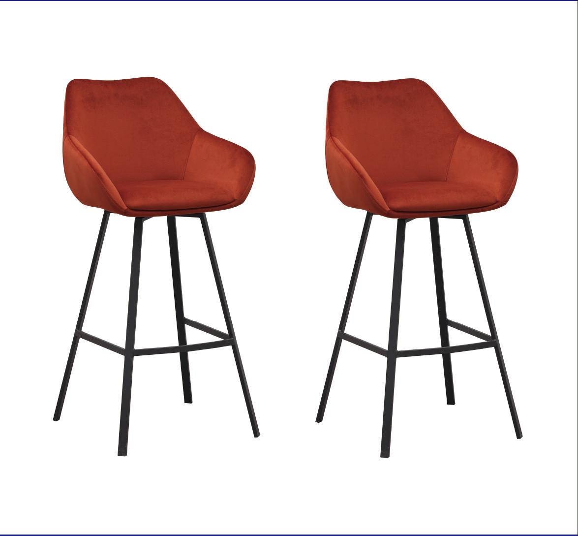 Barhocker-Set Casper Rostfarben B: 55 cm - Rostfarben/Cognac, MODERN, Textil/Metall (55/109/57cm) - MID.YOU