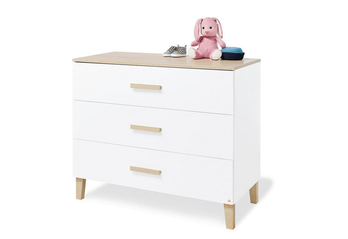 BABYZIMMER Weiss, Eichefarben - Eichefarben/Weiß, Design, Holzwerkstoff (145/77/84cm) - Pinolino