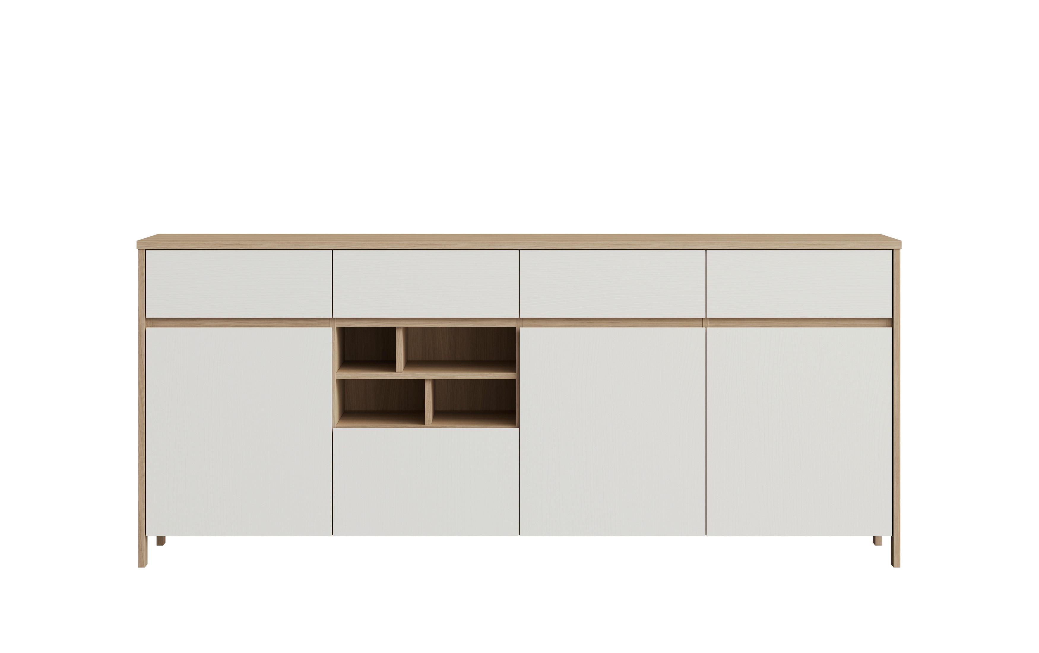Sideboard Stranda Weiß/Eiche B: 193cm - Eichefarben/Weiß, Design, Holzwerkstoff (193/85/39cm) - MID.YOU