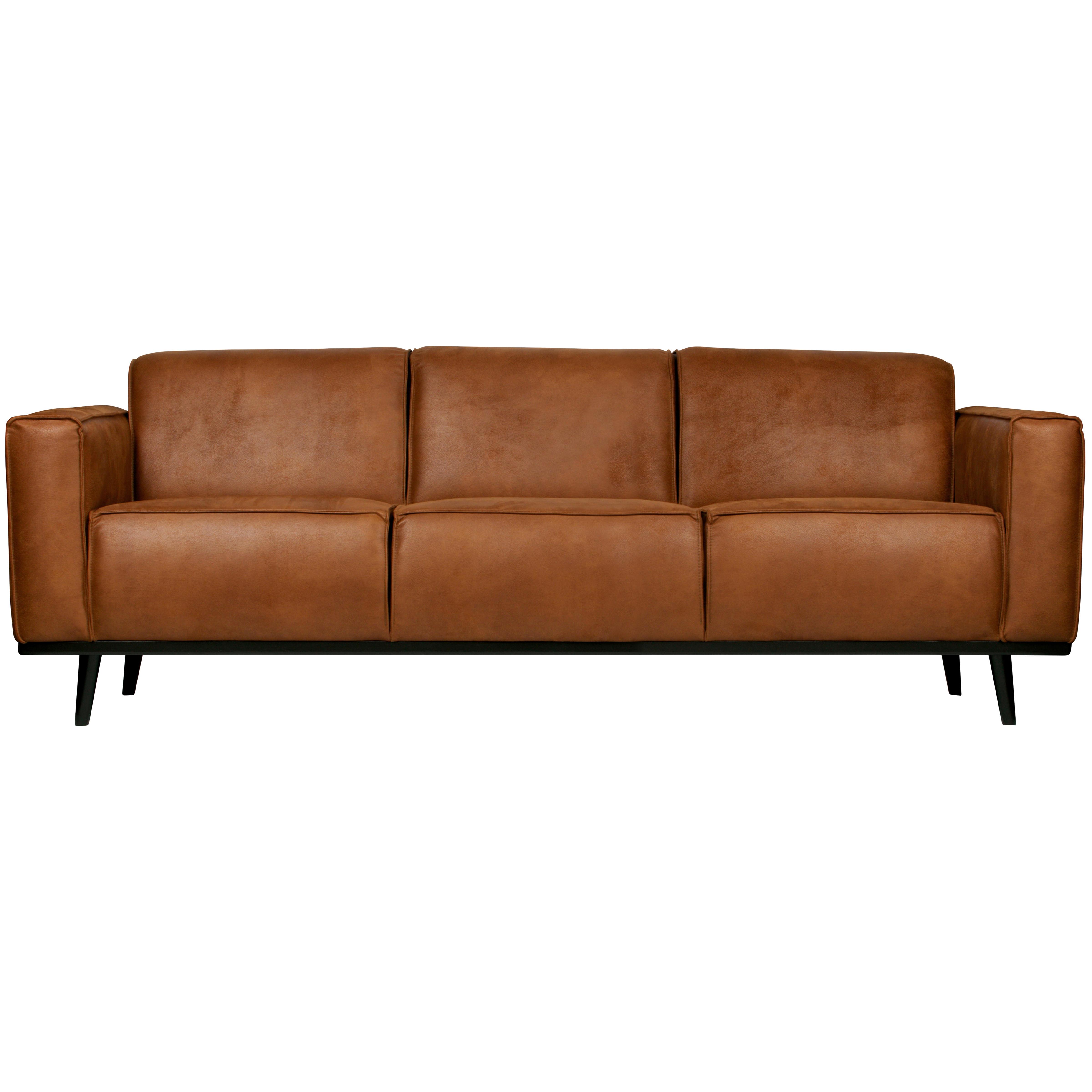 3-Sitzer-Sofa Statement Cognac B: 230cm - Cognac/Schwarz, Design, Leder/Textil (230/77/93cm) - Livetastic
