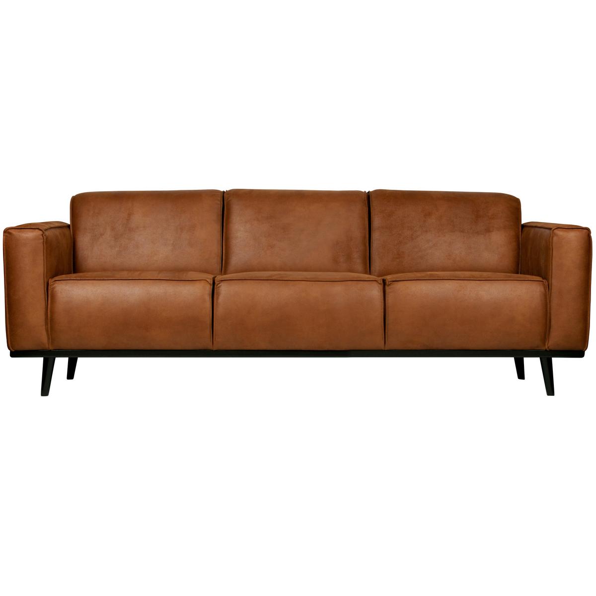 3-Sitzer-Sofa Statement Cognac B: 230cm - Cognac/Schwarz, Design, Leder/Textil (230/77/93cm) - Livetastic