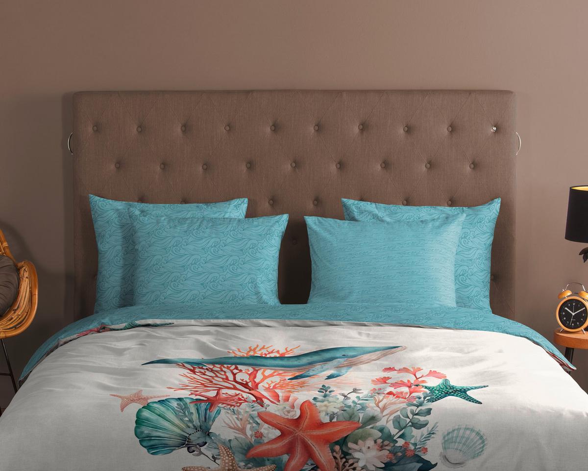 WENDEBETTWÄSCHE OCEAN - Blau/Weiß, Design, Textil (140/200cm)