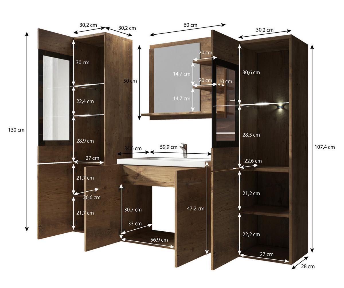 Kúpeľňa dekor dub San Remo - biela/dub San Remo, Lifestyle, kompozitné drevo/plast (120cm) - P & B